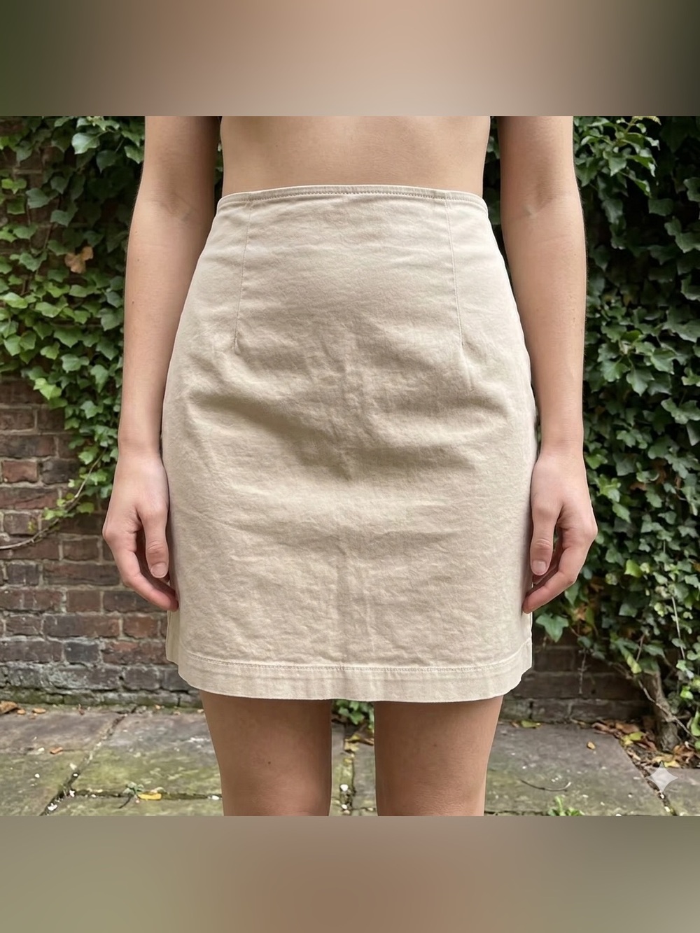 GB Gianni Bini Khaki Tan Cotton Twill Mini Skirt Size Large
